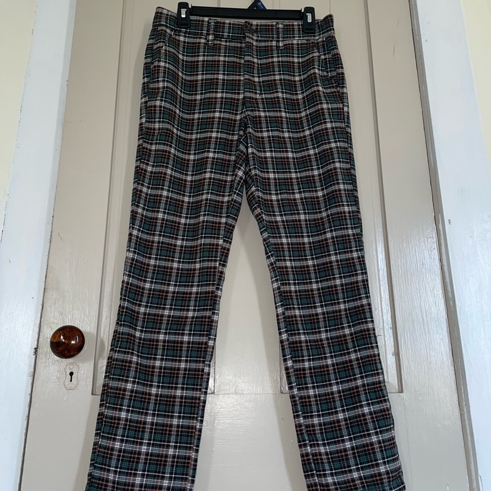 American Eagle Outfitters Plaid Green Straight Leg Pant Trousers Academia Cute - Picture 5 of 12